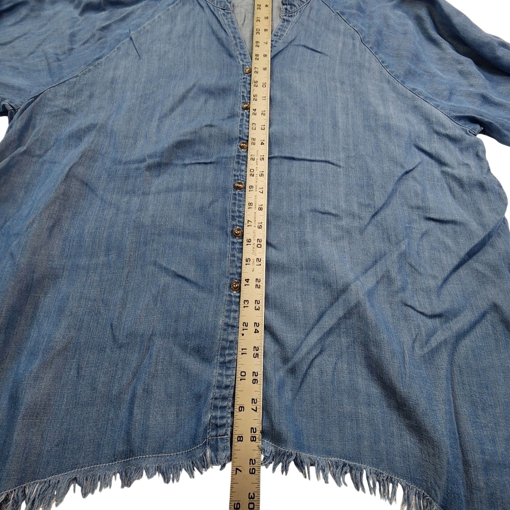 Hester & Orchard Blue Tencel Sharkbite Hem Tunic Top Boho Coastal Western 1X - Picture 5 of 7
